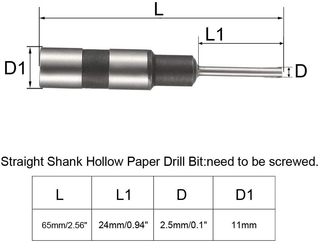 Bits de perforación de papel profesional con longitud de cuello de 28,5 mm y diámetro de perforación de 3,0-10,0 mm