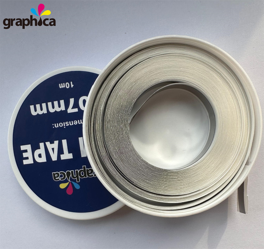 0.03/0.05/0.07/0.1MM cinta de acero con material adhesivo y material de impresión ancho 6 mm